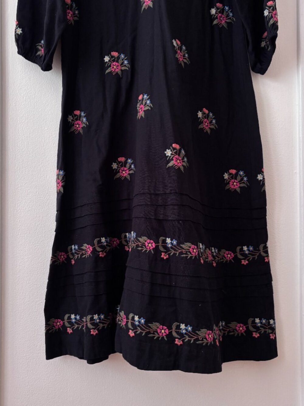 The GREAT Prairieland Floral Embroidered Midi Dress in Black - Picture 5 of 7